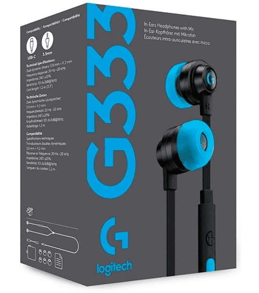 Гарнитура игровая Logitech G333 Black (черный), 3.5мм (арт. 981-000927, M/N: A00135 / A00138)