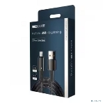 Кабель Rexant USB-A - Lightning для Apple, 2,4А, 1м, в черной нейлоновой оплетке, со световой индикацией, фото3