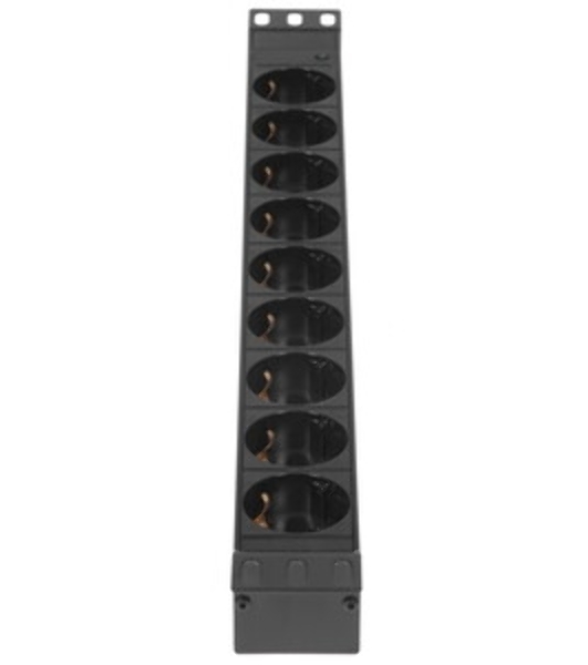 Блок розеток горизонтальный ExeGate ServerPro PDU-19H901 Al-9S-C14, 19', 1U, Алюминий, 9 Schuko, С14, черный