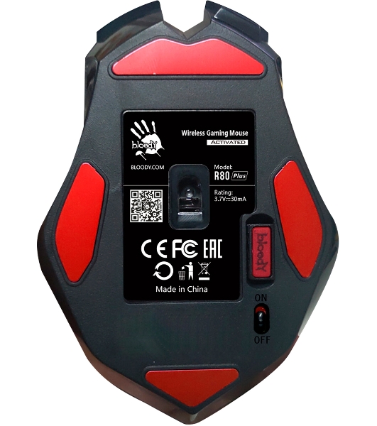 Мышь беспроводная A4Tech Bloody R80 Plus Skull черный, 5000 dpi, радиоканал, USB, кнопки - 8