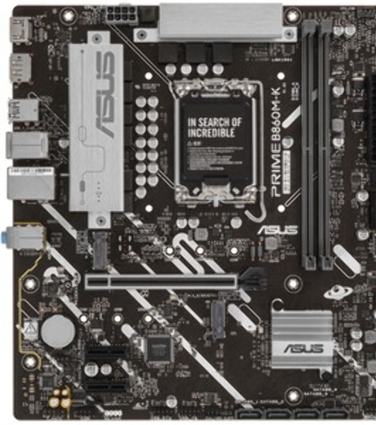 Материнская плата ASUS PRIME B860M-K, LGA 1851, Intel B860, 2xDDR5, 4xSATA, 2xM.2, 1xPCIe 4.0 x16, 2xPCIe 4.0 x1, 1xHDMI, 1xDP, 1x 2.5Gb LAN, 1xUSB-A 10Gbps, 3xUSB-A 5Gbps, 3xUSB-A 2.0, 3x3.5 мм, 7.1, mATX