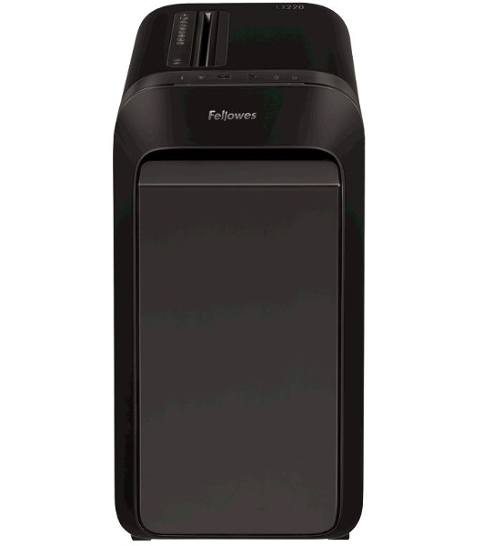 Шредер Fellowes PowerShred LX220 черный (секр.P-4)/перекрестный/20лист./30лтр./скрепки/скобы/пл.карты
