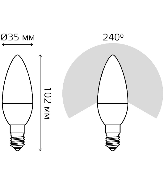 Лампа светодиодная LED Gauss 8Вт E14 220В 2700К Elementary свеча 33118