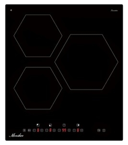 Индукционная варочная панель Monsher MHI 4505, 45 см 9 уровней мощности, инвертер, бустер, блокировка управления, Stop and Go, таймер, автоматическое отключение, сенсорное управление, индикатор остаточного тепла, 4 цифровых дисплея, черный