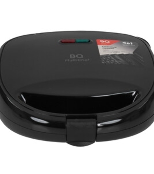 Вафельница BQ ST2001 черный, 4 in 1. MultiChef, 800 Вт, многофункциональный прибор 4 в 1, 4 пары панелей в комплекте: гриль, венские вафли, сэндвич, орешки, антипригарное покрытие панелей Non-Stick PRO, равномерный нагрев, вертикальное хранение, отсек для хранения шнура, 2 индикатора работы: нагрева и питания, диапазон температур нагрева: 230 °С, ненагревающаяся ручка, противоскользящие ножки, длина шнура: 0.7 м, напряжение: 220-240 В, 50-60 Гц, защита от поражения электротоком: класс I'