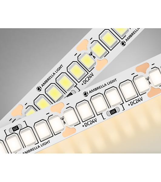 Светодиодная лента Ambrella light GS3301 2835 240Led/ 18W m/ 24V IP20 3000K/ 5000*10*1.2mm (2 конт.)