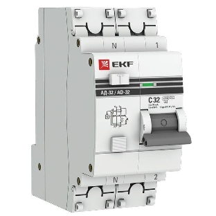 Выключатель автоматический дифференциального тока EKF DA32-32-30-pro АД-32 1P+N 32А/30мА (хар. C, AC, электронный, защита 270В) 4,5кА EKF PROxima