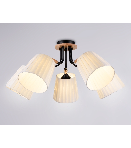 Светильник Ambrella light TR4733/5 BK/LWD черный/светлое дерево E27/5 max 40W D610*270