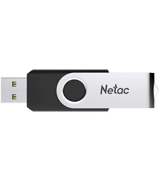 Флешка USB Netac U505 (NT03U505N-004G-20BK), 4Gb, USB 2.0, R/W 70/30, черный/серебристый