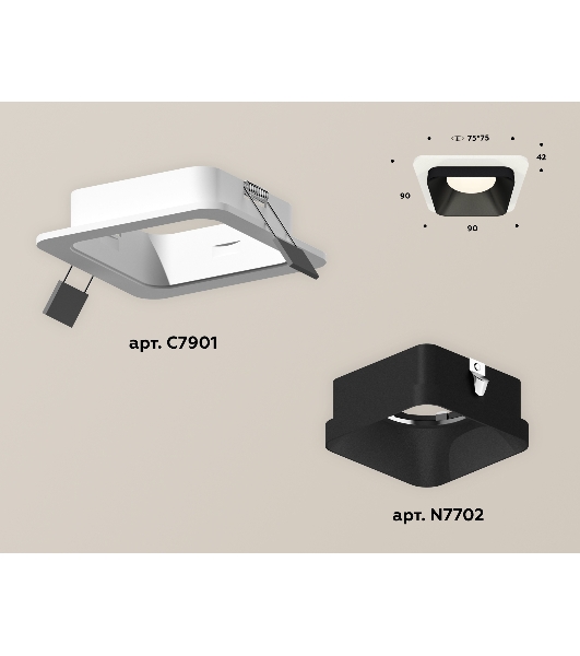 Комплект встраиваемого светильника Ambrella light XC7901002 SWH/SBK белый песок/черный песок MR16 GU5.3 (C7901, N7702)