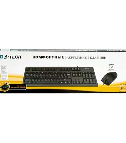 Комплект клавиатура+мышь A4Tech KR-8520D проводной, USB, 1200 DPI, чёрный