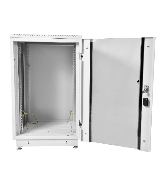 Шкаф коммутационный ЦМО ШТК-М-18.6.6-1ААА-9005 18U 600x600 мм пер. дв. стекл задн. дв. стал.лист 2 бок. пан. направл. под закл.гайки 270 кг черный