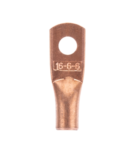 Наконечник медный Rexant ТМ 16-6-6 (16 мм² - Ø6 мм) (в упак. 100 шт.)