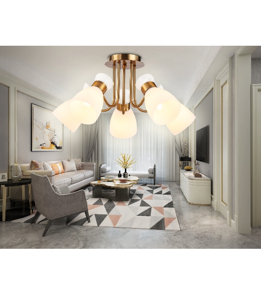 Светильник Ambrella light TR3218/5 GD/FR золото/белый матовый E27*5 max 40W D580*290