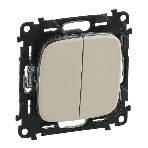 Механизм выключателя 2-кл. СП Valena Allure 10А IP20 250 В с лицевой панелью; безвинтовые зажимы сл. кость Legrand 752805, фото 1