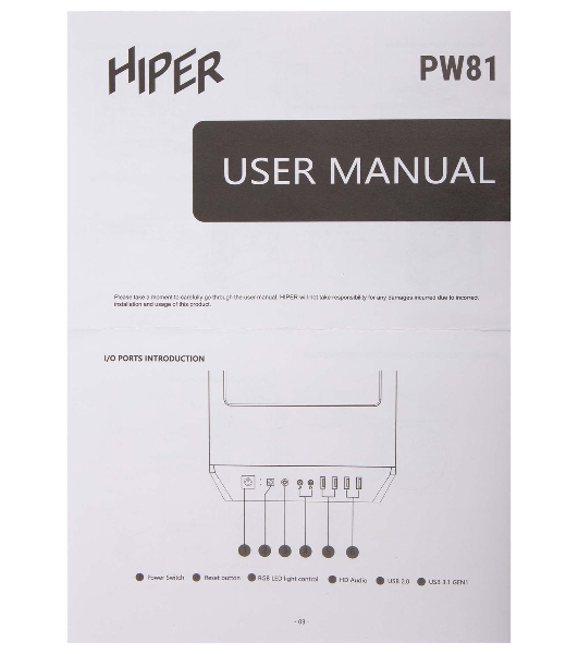 Компьютерный корпус Hiper PW81 белый без БП ATX 3x120мм 2xUSB2.0 2xUSB3.0 audio bott PSU