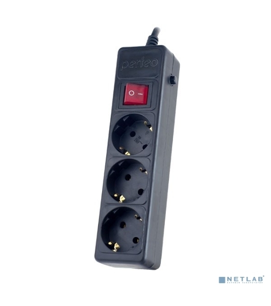 Сетевой фильтр Perfeo 'POWER+',PF_A4664 (1,8 м, 3 розетки, черный (PF-PP-3/1,8-B))