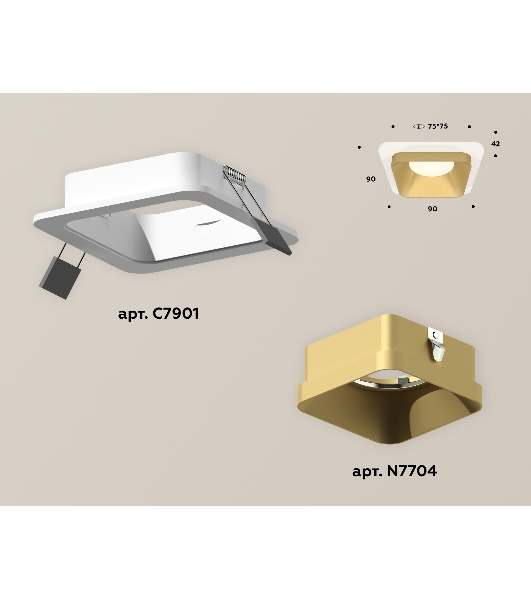 Комплект встраиваемого светильника Ambrella light XC7901004 SWH/SGD белый песок/золото песок MR16 GU5.3 (C7901, N7704)