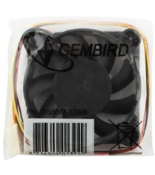 Вентилятор для корпуса Gembird черный, 50 мм, 5000 об/мин, 25 дБ, 3 pin