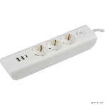 Удлинитель MODERN У03В 3 места с заземляющим контактом 2м 3х1 мм2 16А/250В USBх3 белый IEK, фото 1