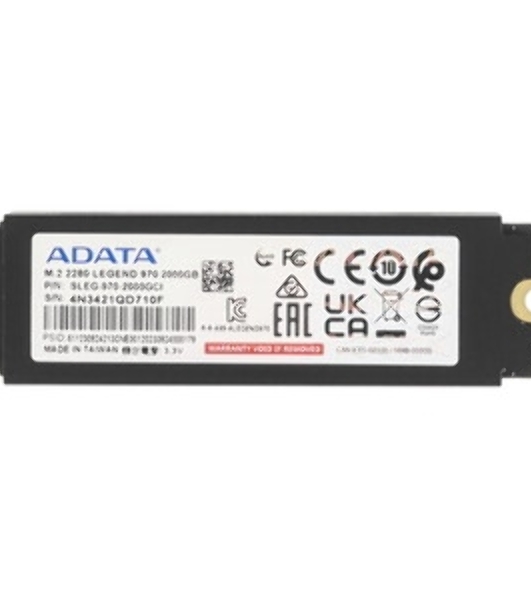 Накопитель SSD ADATA LEGEND 970, 2Tb, PCIe 5.0 x4, M.2 2280, NVMe, R/W 10000/10000, с радиатором