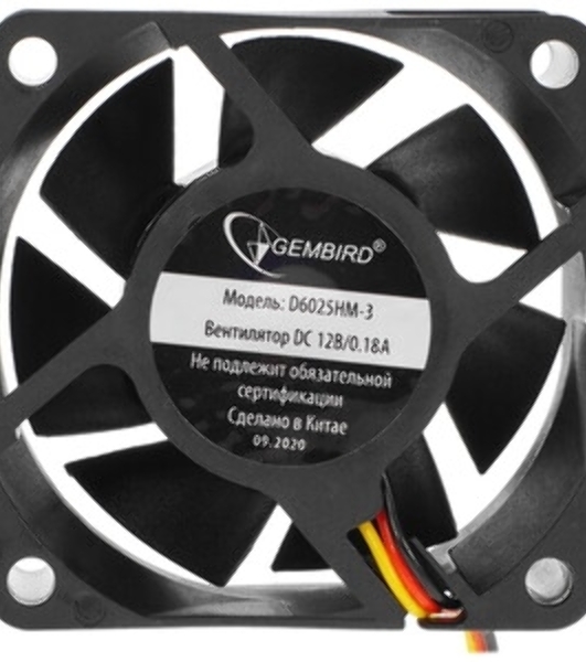 Вентилятор для корпуса Gembird черный, 60 мм, 4000 об/мин, 25 дБ, 3 pin