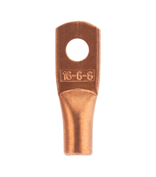 Наконечник медный Rexant ТМ 16-6-6 (16 мм² - Ø6 мм) (в упак. 5 шт.)