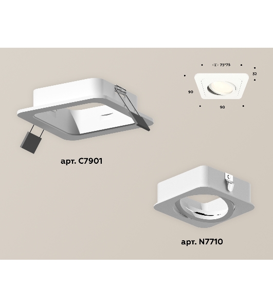Комплект встраиваемого светильника Ambrella light XC7901010 SWH белый песок MR16 GU5.3 (C7901, N7710)