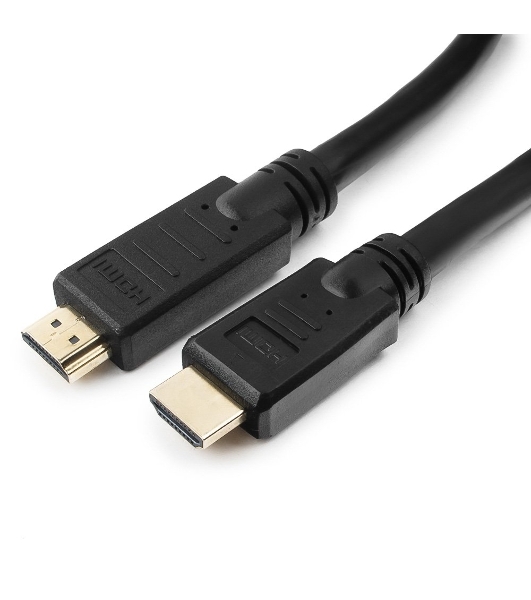 Кабель Cablexpert HDMI CC-HDMI4-30M, 19M/19M, v1.4, медь, позол.разъемы, экран, усилитель сигнала, 30м, черный, пакет