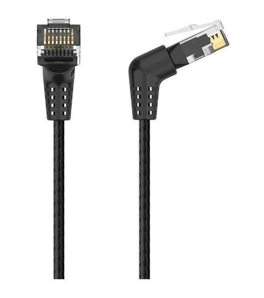 Патч-корд Vention прямой UTP cat.6a, RJ45 угол 90 - 1м. черный
