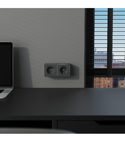 Розетка с заземлением, шторками и USB тип A+C Gallant (графит рифленый)