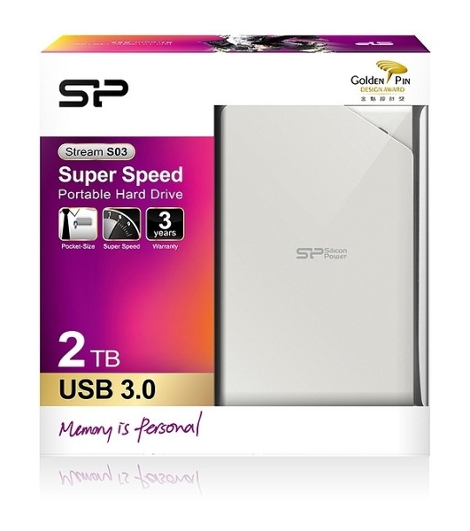 Внешний HDD 2.5' Silicon Power Stream S03, 2TB, USB 3.2 Gen 1 Type-A, 5400 rpm, белый