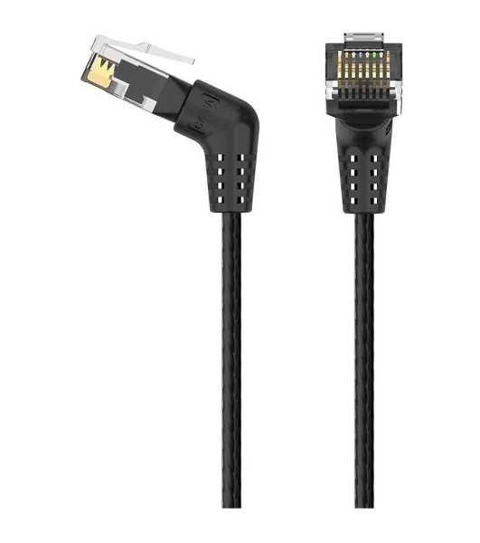 Патч-корд Vention прямой UTP cat.6a, RJ45 угол 90 - 1м. черный