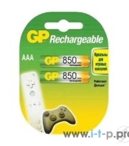 Аккумулятор GP Rechargeable (GP 85AAAHC-2CR2) NiMH 85AAAHC 850mAh, 2 шт AAA, 850мАч (2 шт. в уп-ке)
