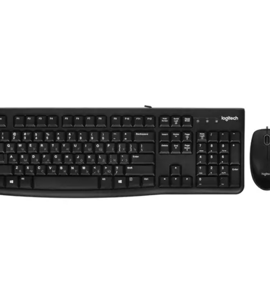Комплект клавиатура+мышь Logitech MK120 проводной, USB, 1000 DPI, чёрный(заводская гравировка)
