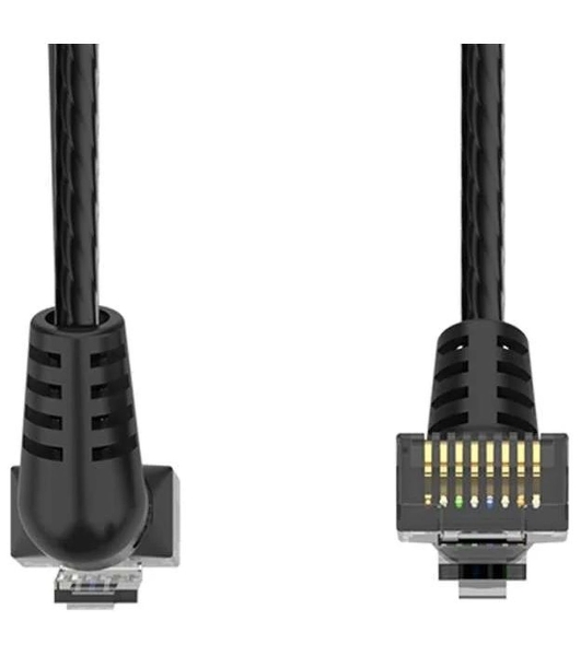 Патч-корд Vention прямой UTP cat.6a, RJ45 угол 90 - 1м. черный
