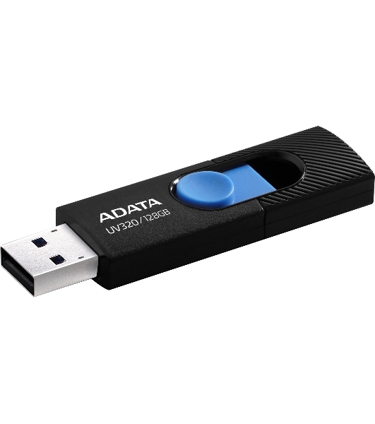 Флешка USB ADATA UV320 (AUV320-128G-RBKBL), 128Gb, USB 3.2, R/W 100/30, черный/голубой