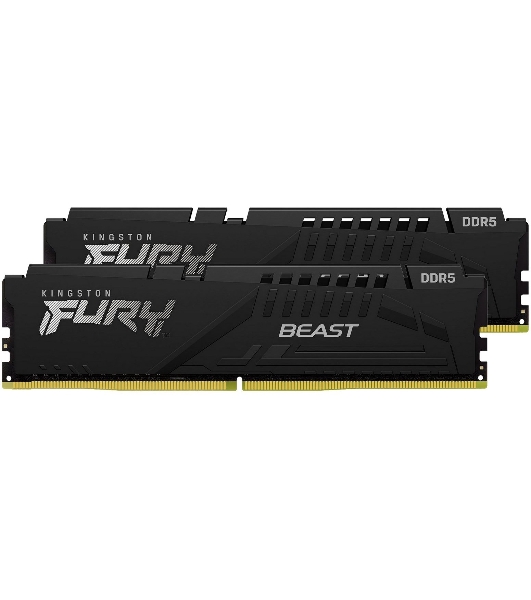 Оперативная память Kingston Fury Beast, DDR5, 16GB (2x8GB), 5200MHz, CL40, DIMM, радиатор, черный