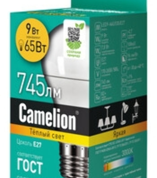 Лампа светодиодная Camelion (15065) LEDRB/9-A60/830/E27