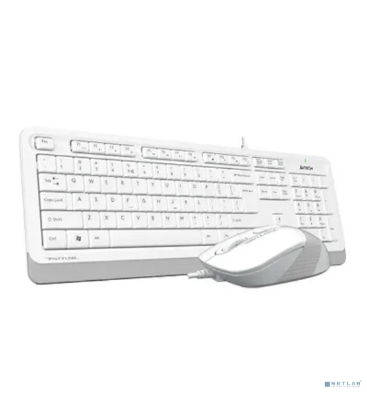 Комплект клавиатура+мышь A4Tech FStyler F1010 проводной, USB, 1600 DPI, белый/серый