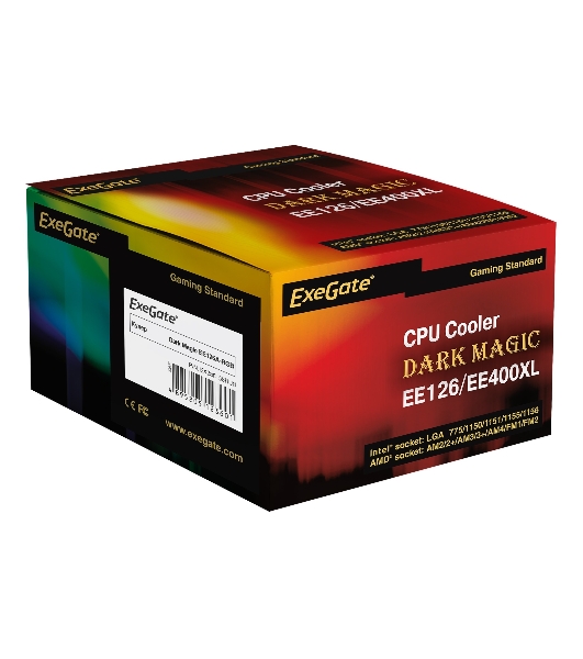Кулер для процессора ExeGate Dark Magic EE126A-RGb черный, 120 мм, алюминий, 1800 об/мин, 18 дБ, 3 pin, 100 Вт, 95 мм