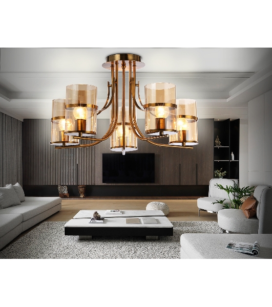 Светильник Ambrella light TR3222/5 GD/TI золото/янтарь E27*5 max 40W D540*300