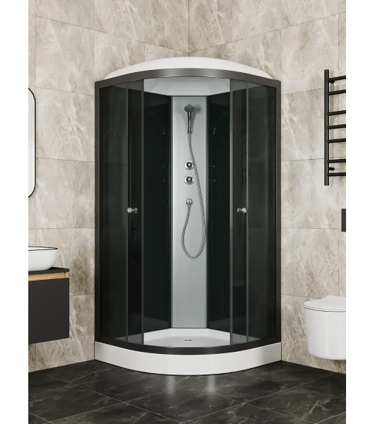 Душевая кабина BAU Nimb с поддоном 90x90х215, прозрачное закаленное стекло, черный матовый профиль,