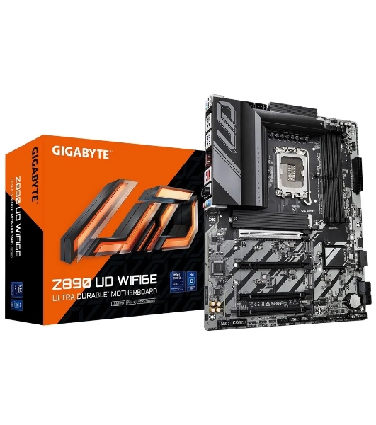 Материнская плата Gigabyte Z890 UD WIFI6E, LGA 1851, Intel Z890, 4xDDR5, 4xSATA, 3xM.2, 1xPCIe 5.0 x16, 2xPCIe 4.0 x4, 1xPCIe 4.0 x1, 1xDP, 1xUSB-C, 1x 2.5Gb LAN, 4xUSB-A 3.2 Gen 1, 1xUSB-A 3.2 Gen 2, 4xUSB-A 2.0, 1xUSB4, 3x3.5 мм, 7.1, ATX