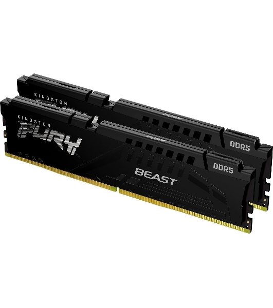 Оперативная память Kingston Fury Beast, DDR5, 16GB (2x8GB), 5200MHz, CL40, DIMM, радиатор, черный