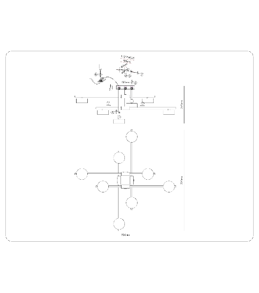 Потолочный светильник Ambrella light FL51752/8 BK/GD черный/золото GX53/8 max 12W 720*720*245