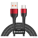 Кабель Rexant USB-A - Type-C, 5А, 50Вт, 1м, в черной нейлоновой оплетке, фото4