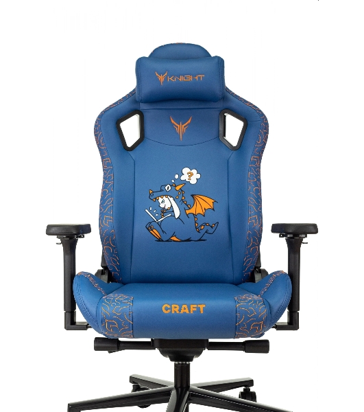 Кресло игровое Knight Craft Dragon синий эко.кожа крестов. металл