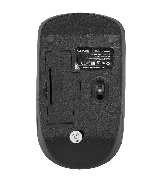 Мышь беспроводная Crown CMM-336W черный, 1600 dpi, радиоканал, USB, кнопки - 4