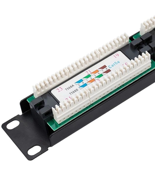 Патч-панель Rexant 19', 1U, 24 порта RJ-45, категория 5e, UTP неэкранированная, черная